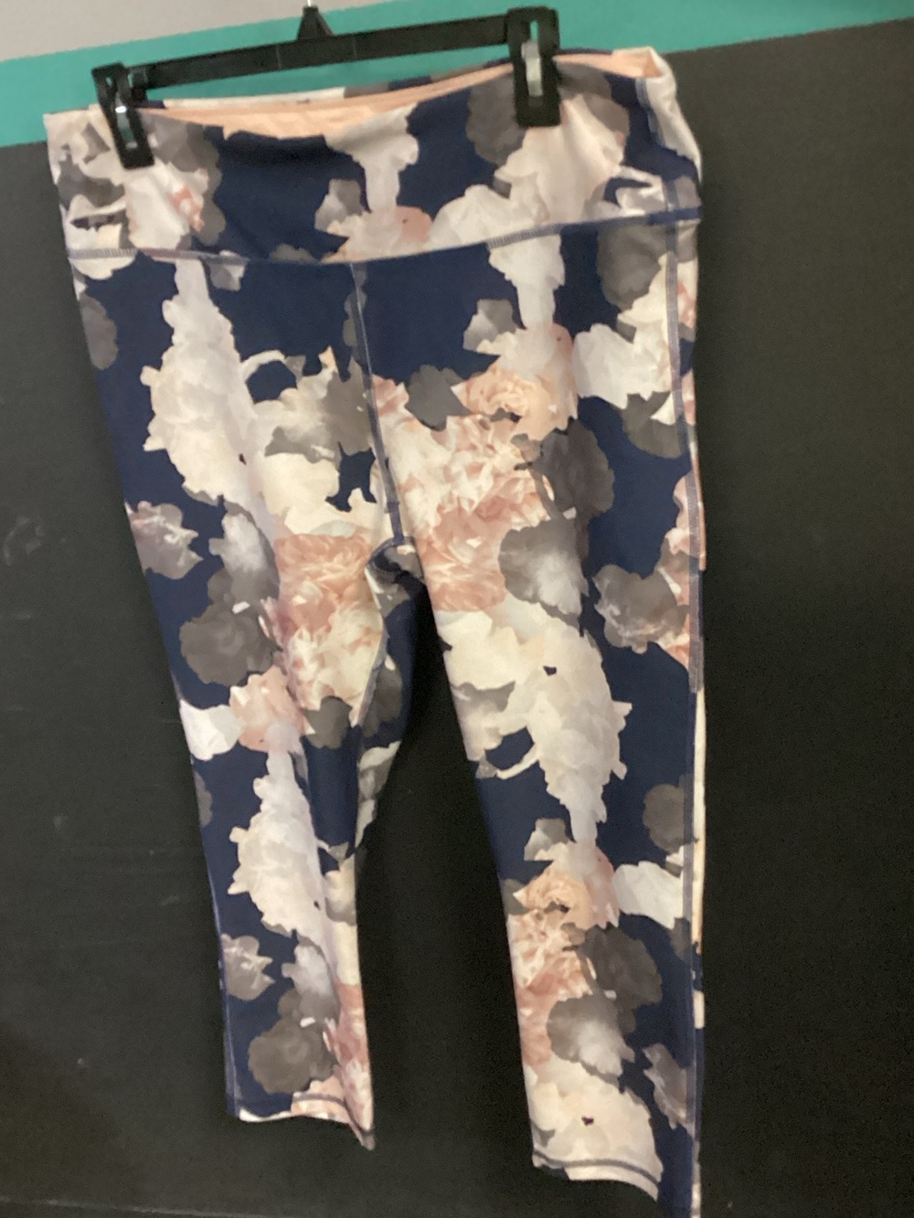 Girls' Floral Navy High-Waist Performance Leggings
